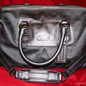 Coach Handbag F18777 Charcoal Gray Jacquard Leather Signature Shoulder Bag Purse